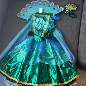 Peacock Princess Kids Costume - Green and Blue